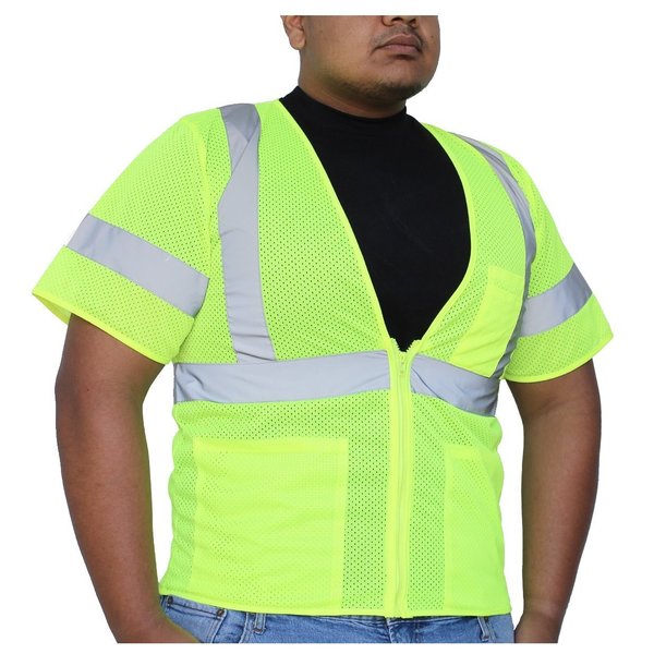 Glowshield Class 3, Hi-Viz Green Mesh Safety Vest, Size: Large SV713FG (L)